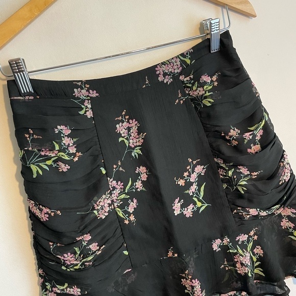 BP. Nordstrom Rack Floral Short Skirt Small Black Ruched Ruffles NWT - Picture 2 of 7